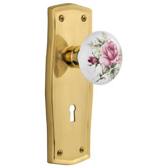 Nostalgic Warehouse Praros_Prv_238_Kh Vintage Farmhouse Painted Rose Privacy Door Knob Set