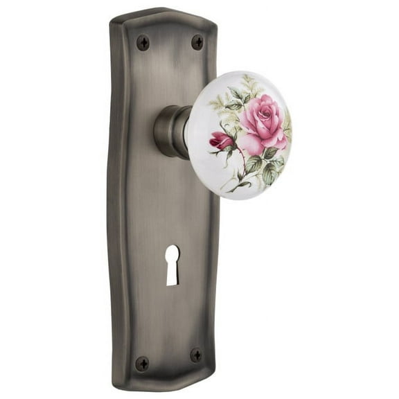 Nostalgic Warehouse Praros_Psg_234_Kh Vintage Farmhouse Painted Rose Passage Door Knob Set