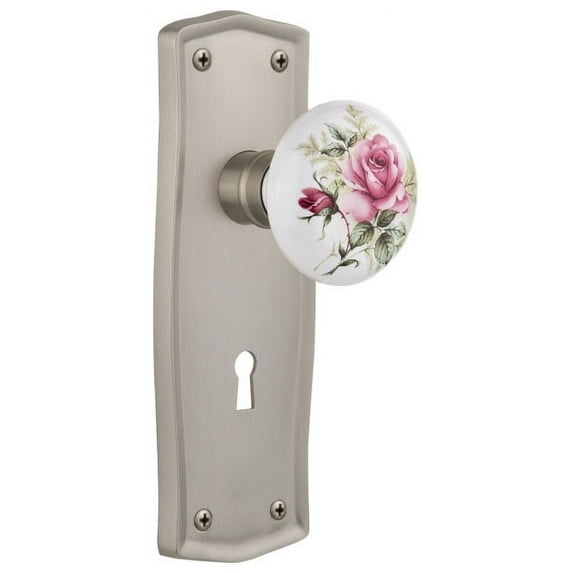 Nostalgic Warehouse Praros_Sd_Kh Vintage Farmhouse Painted Rose Single Dummy Door Knob -