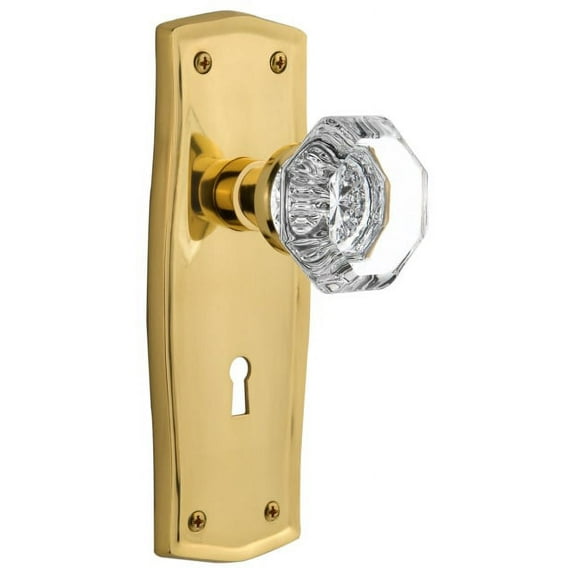 Nostalgic Warehouse Prawal_Prv_234_Kh Vintage Waldorf Gem Cut Crystal Privacy Door Knob