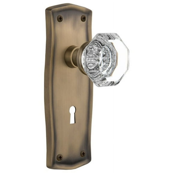 Nostalgic Warehouse Prawal_Prv_238_Kh Vintage Waldorf Gem Cut Crystal Privacy Door Knob