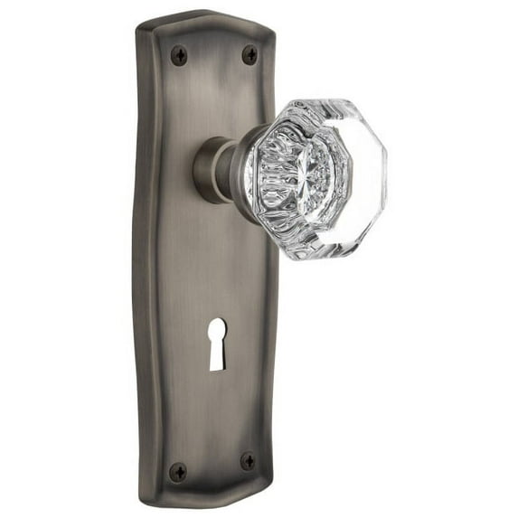 Nostalgic Warehouse Prawal_Prv_238_Kh Vintage Waldorf Gem Cut Crystal Privacy Door Knob