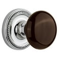 thumbnail image 1 of Nostalgic Warehouse Ropbrn_Sd_Nk Brown Porcelain Solid Brass Single Dummy Door Knob -, 1 of 2