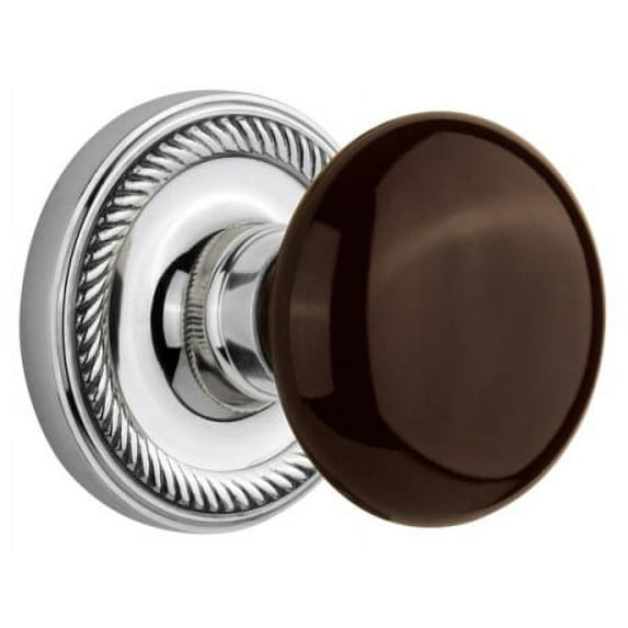 Nostalgic Warehouse Ropbrn_Sd_Nk Brown Porcelain Solid Brass Single Dummy Door Knob -