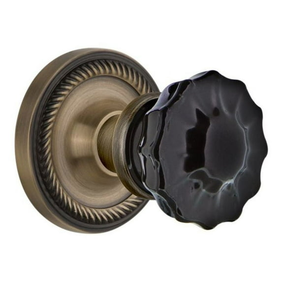 Nostalgic Warehouse Ropcrb_Prv_234_Nk Rope Solid Brass Rose Privacy Door Knob Set - Brass