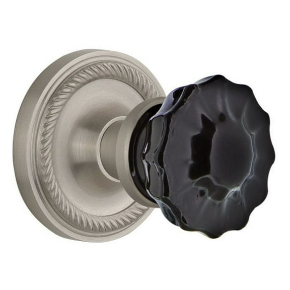 Nostalgic Warehouse Ropcrb_Psg_234_Nk Rope Solid Brass Rose Passage Door Knob Set - Nickel