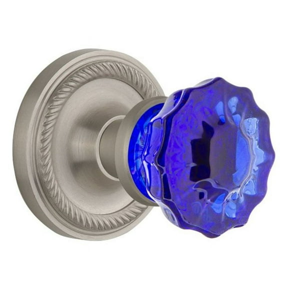 Nostalgic Warehouse Cobalt Crystal Door Knob with Rope Rosette