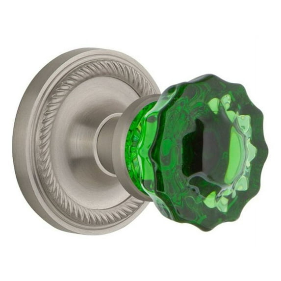 Nostalgic Warehouse Emerald Crystal Door Knob with Rope Rosette
