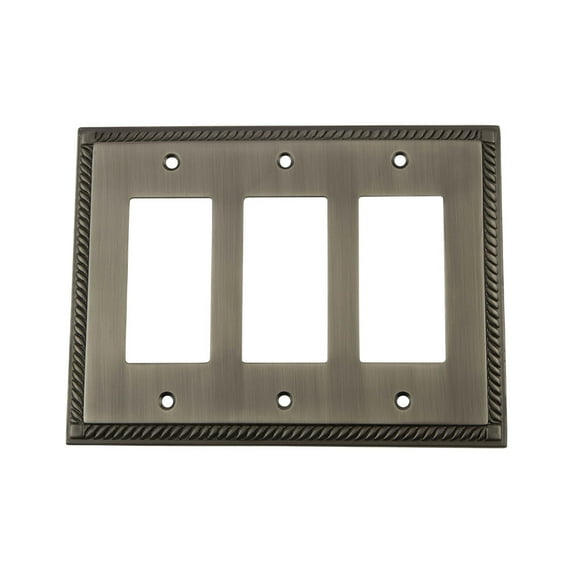 Nostalgic Warehouse Rop_Swplt_R3 Rope Antique Vintage 3 Gang Triple Rocker Light Switch