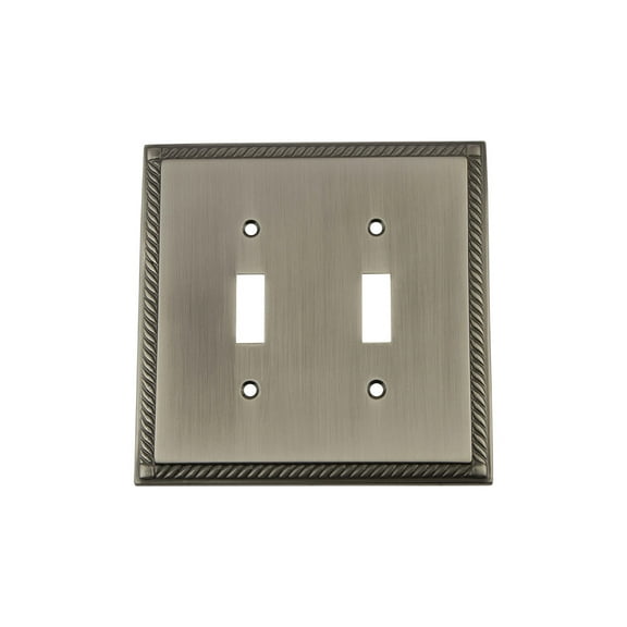 Nostalgic Warehouse Rop_Swplt_T2 Rope Antique 2 Gang Double Toggle Light Switch Wall Plate