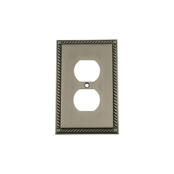 Nostalgic Warehouse Rop_Swplt_D Rope Vintage 1 Gang Single Duplex Wall Outlet Cover - Grey