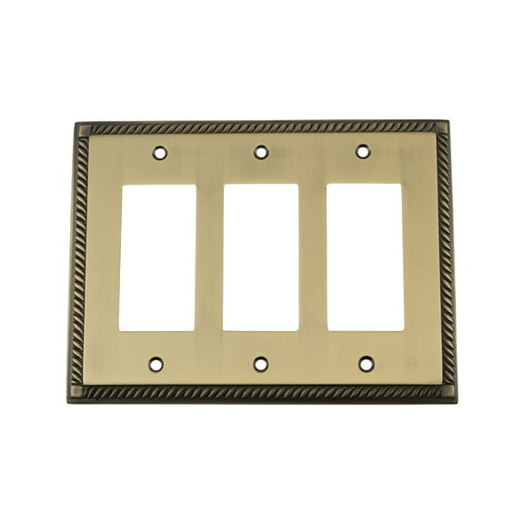 Nostalgic Warehouse Rop_Swplt_R3 Rope Antique Vintage 3 Gang Triple Rocker Light Switch