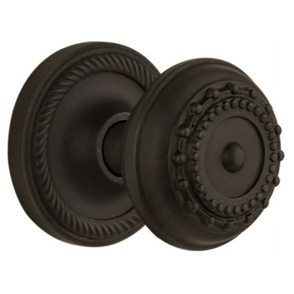 Nostalgic Warehouse Ropmea_Prv_234_Nk Meadows Solid Brass Privacy Door Knob Set - Bronze