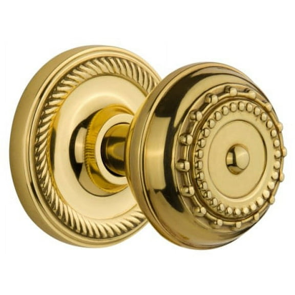 Nostalgic Warehouse Ropmea_Psg_238_Nk Meadows Solid Brass Passage Door Knob Set - Brass