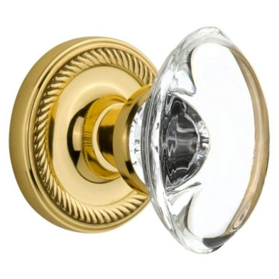 Nostalgic Warehouse Ropocc_Prv_238_Nk Oval Clear Crystal Solid Brass Privacy Door Knob Set
