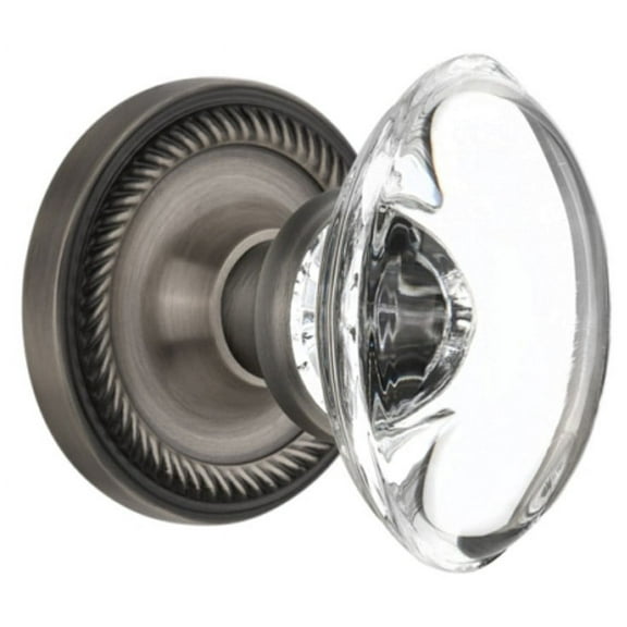 Nostalgic Warehouse Ropocc_Psg_234_Nk Oval Clear Crystal Solid Brass Passage Door Knob Set