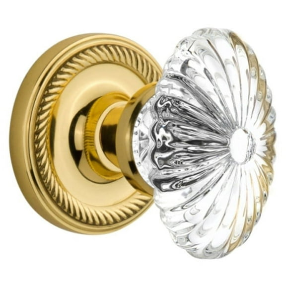 Nostalgic Warehouse Ropofc_Dp_Nk Oval Fluted Crystal Solid Brass Dummy Door Knob Set -