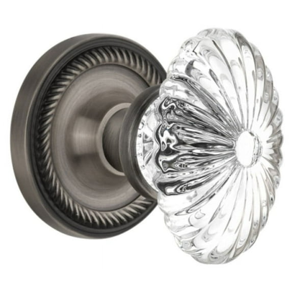 Nostalgic Warehouse Ropofc_Psg_234_Nk Oval Fluted Crystal Solid Brass Passage Door Knob