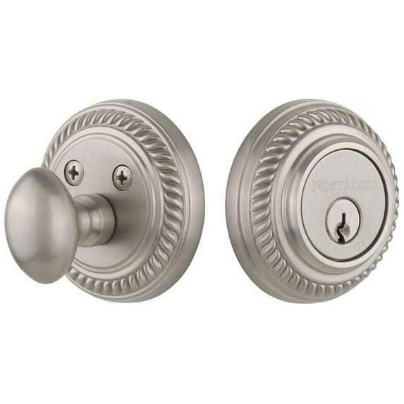Nostalgic Warehouse Roprop_1Cyl_238_Na Rope Solid Brass Single Cylinder Deadbolt - Nickel