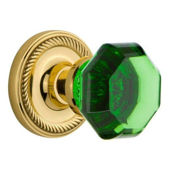 Nostalgic Warehouse Ropwae_Psg_234_Nk Rope Solid Brass Rose Passage Door Knob Set - Brass