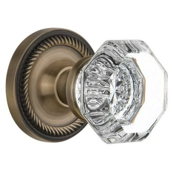 Nostalgic Warehouse Ropwal_Dp_Nk Waldorf Lead Crystal Dummy Door Knob Set - Brass