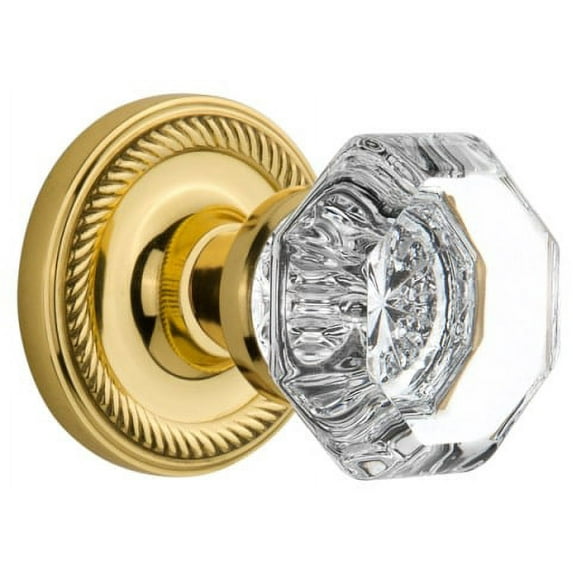 Nostalgic Warehouse Ropwal_Dp_Nk Waldorf Lead Crystal Dummy Door Knob Set - Brass