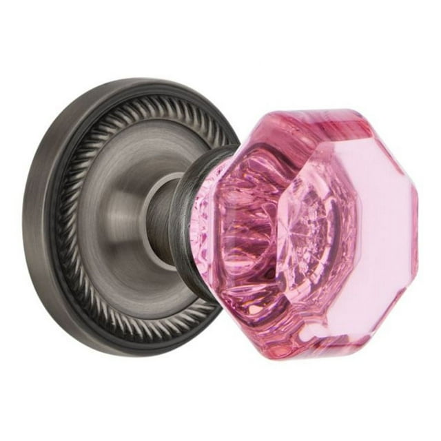 Nostalgic Warehouse Ropwap_Prv_234_Nk Rope Solid Brass Rose Privacy Door Knob Set - Grey