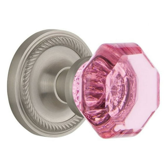 Nostalgic Warehouse Ropwap_Psg_238_Nk Rope Solid Brass Rose Passage Door Knob Set - Nickel