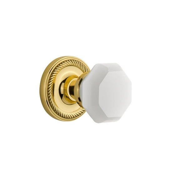 Nostalgic Warehouse Ropwaw_Psg_238_Nk Rope Solid Brass Rose Passage Door Knob Set - Brass