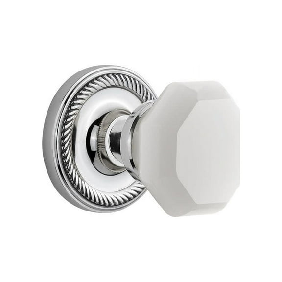 Nostalgic Warehouse Ropwaw_Psg_238_Nk Rope Solid Brass Rose Passage Door Knob Set - Chrome