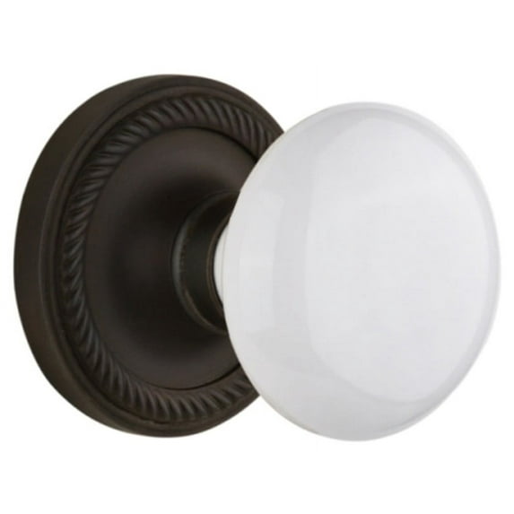 Nostalgic Warehouse Ropwhi_Psg_234_Nk White Porcelain Solid Brass Passage Door Knob Set -