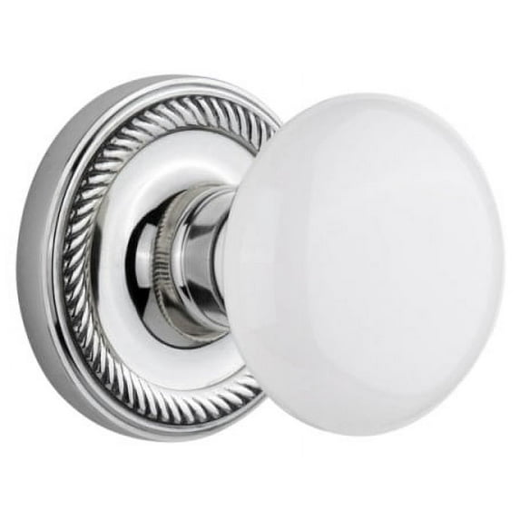 Nostalgic Warehouse Ropwhi_Prv_238_Nk White Porcelain Solid Brass Privacy Door Knob Set -