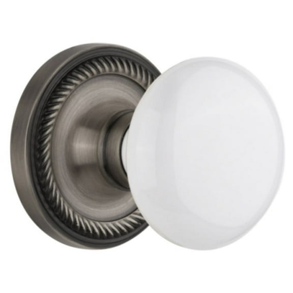 Nostalgic Warehouse Ropwhi_Prv_238_Nk White Porcelain Solid Brass Privacy Door Knob Set -
