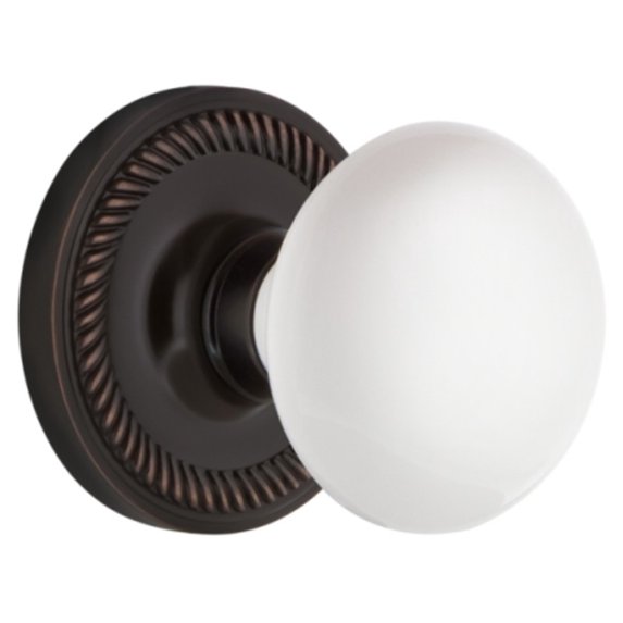 Nostalgic Warehouse Ropwhi_Prv_234_Nk White Porcelain Solid Brass Privacy Door Knob Set -