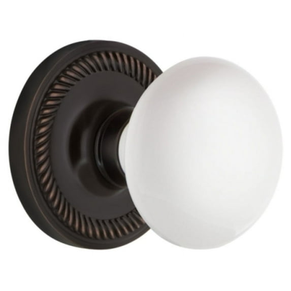Nostalgic Warehouse Ropwhi_Psg_234_Nk White Porcelain Solid Brass Passage Door Knob Set -