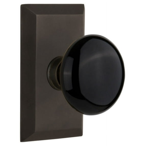 Nostalgic Warehouse Stublk_Sd_Nk Black Porcelain Solid Brass Single Dummy Door Knob -
