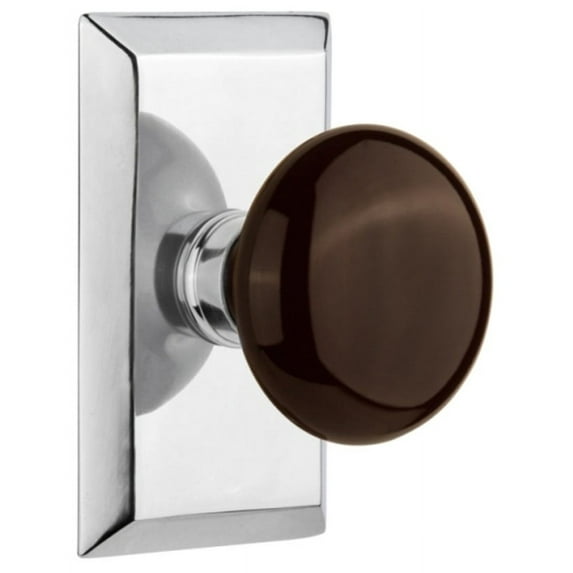 Nostalgic Warehouse Stubrn_Prv_234_Nk Brown Porcelain Solid Brass Privacy Door Knob Set -