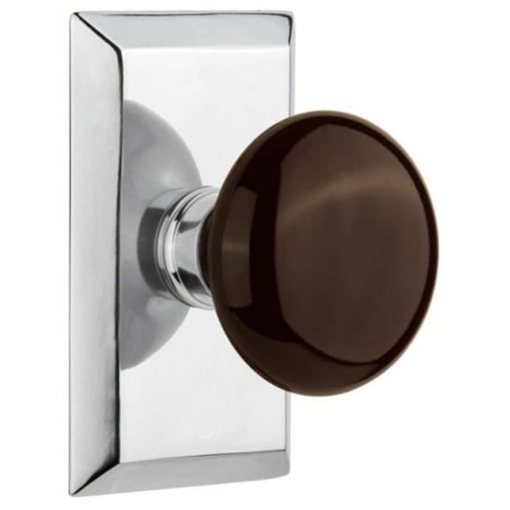 Nostalgic Warehouse Stubrn_Psg_238_Nk Brown Porcelain Solid Brass Passage Door Knob Set -