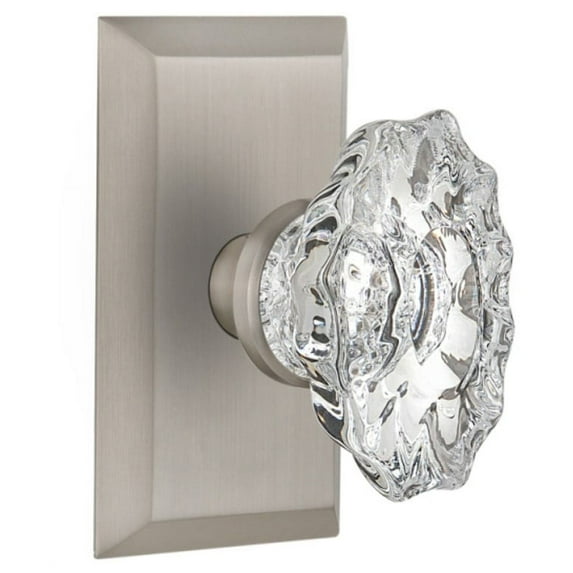 Nostalgic Warehouse Stucha_Psg_234_Nk Chateau Solid Brass Passage Door Knob Set - Nickel