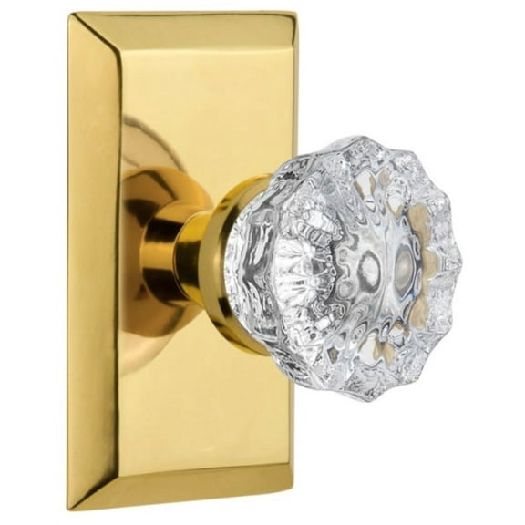 Nostalgic Warehouse Stucry_Prv_238_Nk Crystal Solid Brass Privacy Door Knob Set - Brass