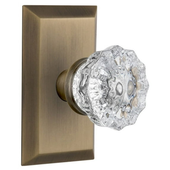 Nostalgic Warehouse Stucry_Prv_238_Nk Crystal Solid Brass Privacy Door Knob Set - Brass