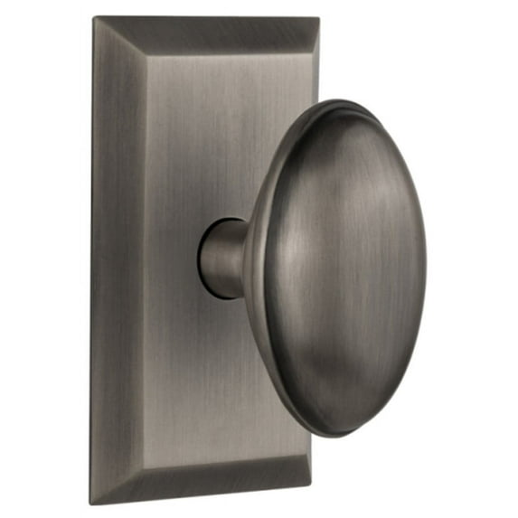 Nostalgic Warehouse Stuhom_Prv_234_Nk Homestead Solid Brass Privacy Door Knob Set - Grey