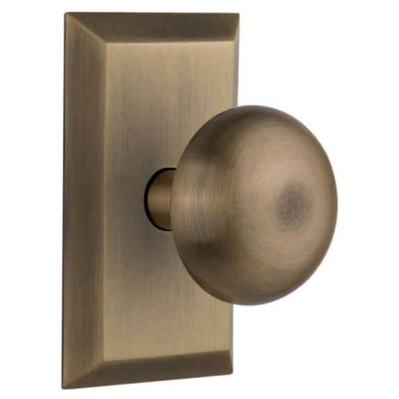 Nostalgic Warehouse Stunyk_Dp_Nk New York Solid Brass Dummy Door Knob Set - Brass
