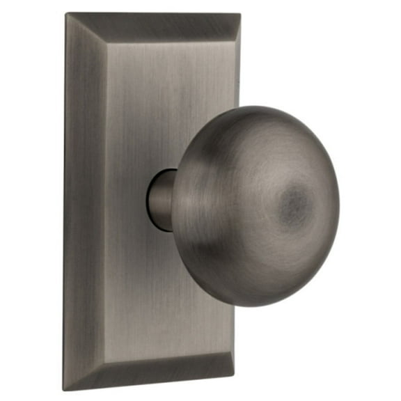 Nostalgic Warehouse Stunyk_Prv_238_Nk New York Solid Brass Privacy Door Knob Set - Grey