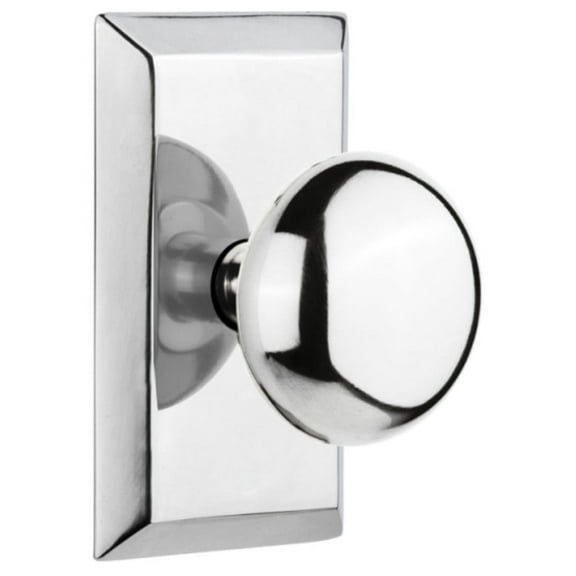 Nostalgic Warehouse Stunyk_Psg_238_Nk New York Solid Brass Passage Door Knob Set - Chrome