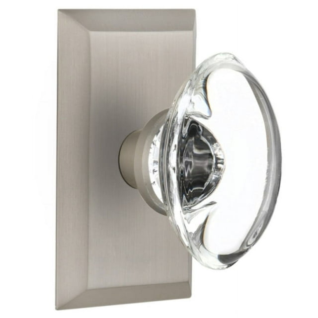 Nostalgic Warehouse Stuocc_Prv_234_Nk Oval Clear Crystal Solid Brass Privacy Door Knob Set