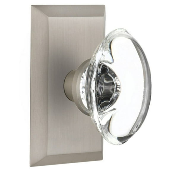 Nostalgic Warehouse Stuocc_Sd_Nk Oval Clear Crystal Solid Brass Single Dummy Door Knob -