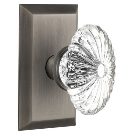 Nostalgic Warehouse Stuofc_Prv_234_Nk Oval Fluted Crystal Solid Brass Privacy Door Knob