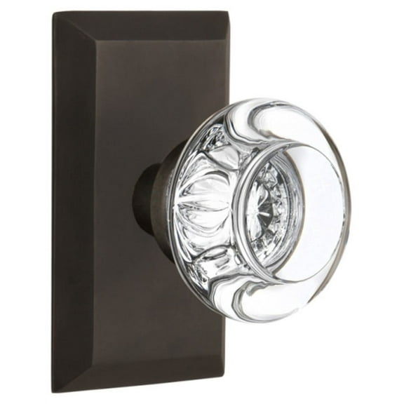 Nostalgic Warehouse Sturcc_Dp_Nk Round Clear Crystal Solid Brass Dummy Door Knob Set -