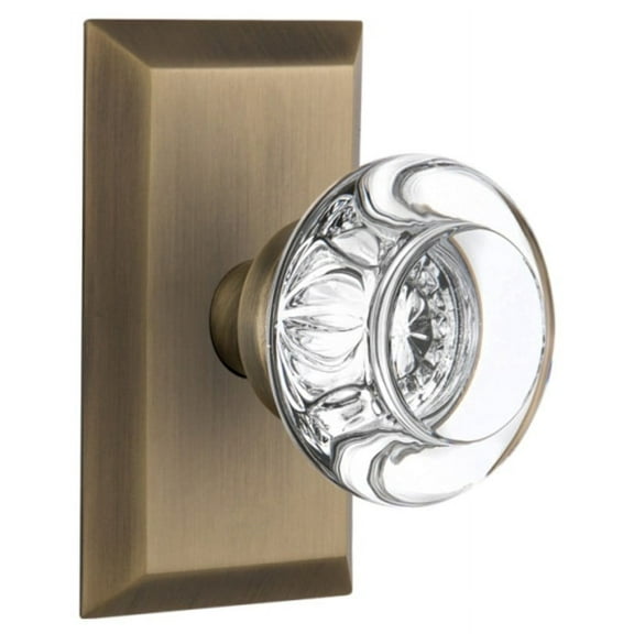 Nostalgic Warehouse Sturcc_Prv_238_Nk Round Clear Crystal Solid Brass Privacy Door Knob